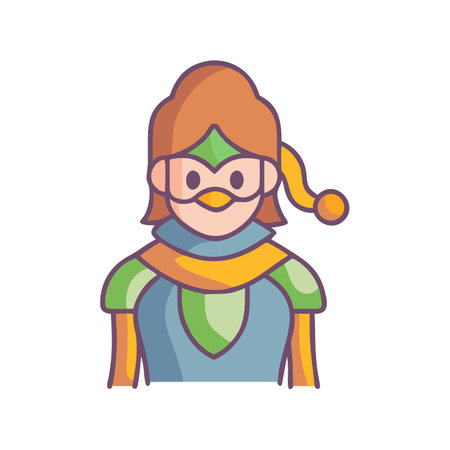 Cartoon medieval character vector illustration on a black backgroundのイラスト素材