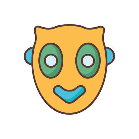Flat design emoji face with smiling expression on blackのイラスト素材