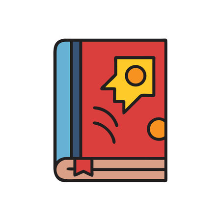 Flat vector icon of book with knowledge burst symbolのイラスト素材