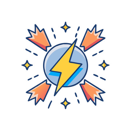 Stylized lightning bolt icon surrounded by energy flares