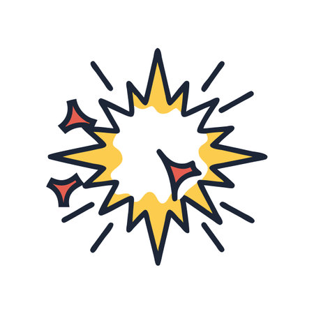 Cartoon explosion or burst graphic in yellow and blackのイラスト素材