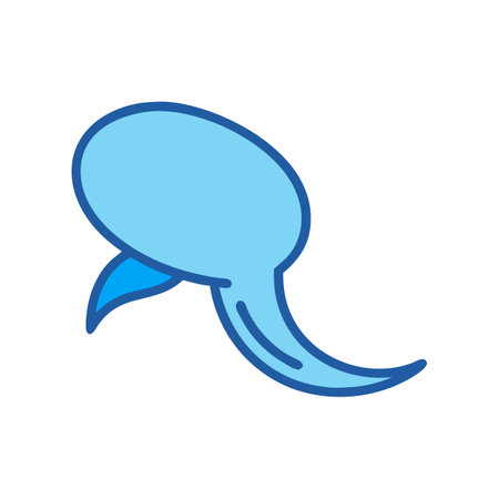 Abstract blue speech bubble with elongated tail on blackのイラスト素材