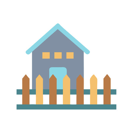 Flat icon house with wooden fence illustration designのイラスト素材