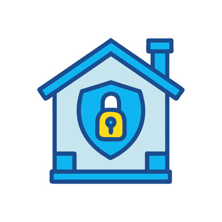 Home security vector icon with shield and lock illustrationのイラスト素材