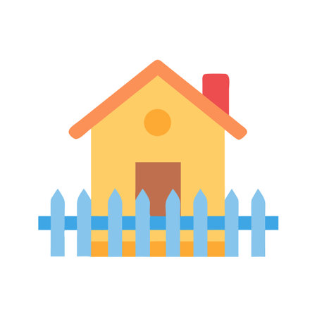 Simple house with fence icon on black backgroundのイラスト素材