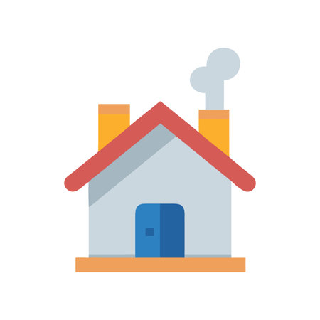 Flat design illustration of a simple house with smokeのイラスト素材