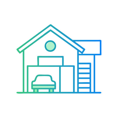 Outline illustration of house with car in the garageのイラスト素材