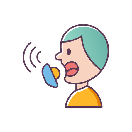 Person communicating through megaphone illustration on black backgroundのイラスト素材