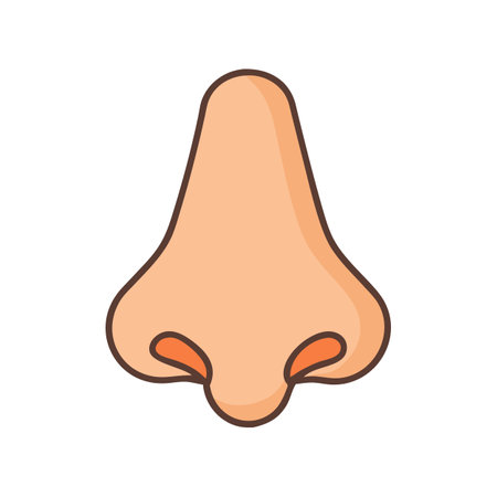 Isolated human nose illustration with outline on black backgroundのイラスト素材