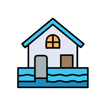 House Flooding Icon Design Demonstrates Water Damage Conceptのイラスト素材