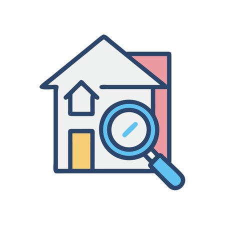 House search with magnifying glass, real estate conceptのイラスト素材