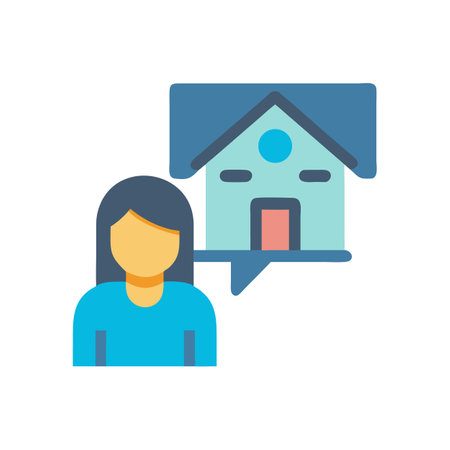Real estate dreaming woman icon flat illustration conceptのイラスト素材