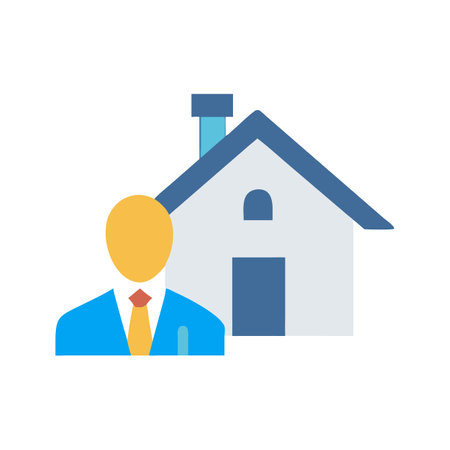 Real estate agent with a house illustration on blackのイラスト素材