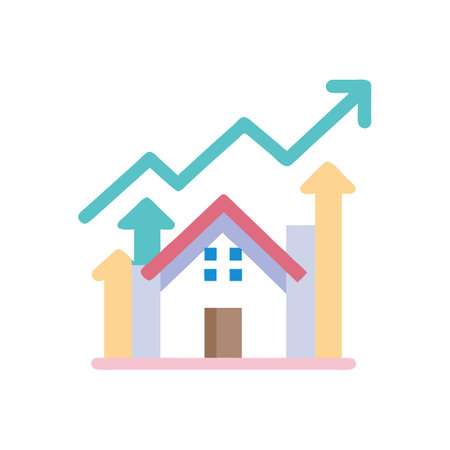 Real estate market growth indicator graphic on black backdropのイラスト素材