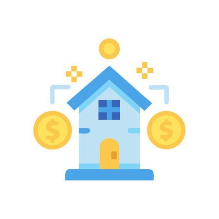 Home equity increase concept with coins and house iconのイラスト素材