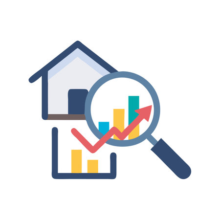 House market analysis with an upward trending graph arrowのイラスト素材
