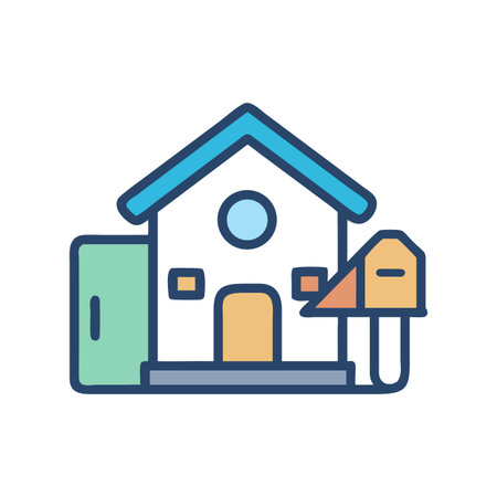 House with Mailbox Illustration in Stylized Flat Designのイラスト素材