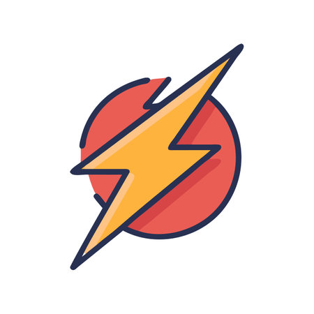 Bold flat vector lightning bolt inside a round badgeのイラスト素材