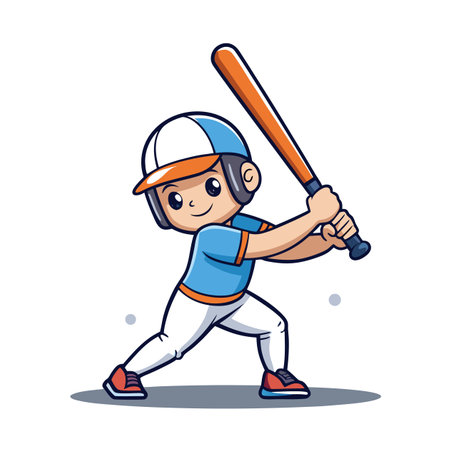 Cartoon baseball player ready to hit the ball illustrationのイラスト素材