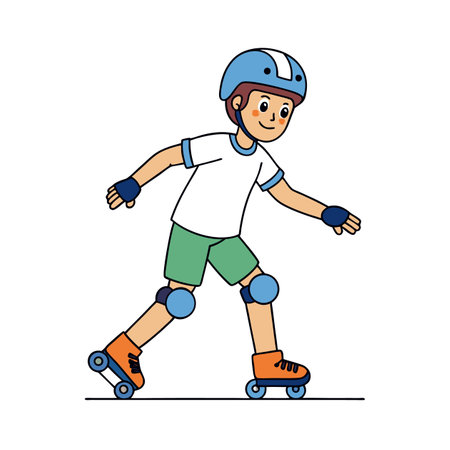 Illustration of a boy on roller skates for kidsのイラスト素材