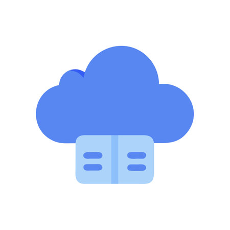 Blue cloud data storage with server on black backgroundのイラスト素材