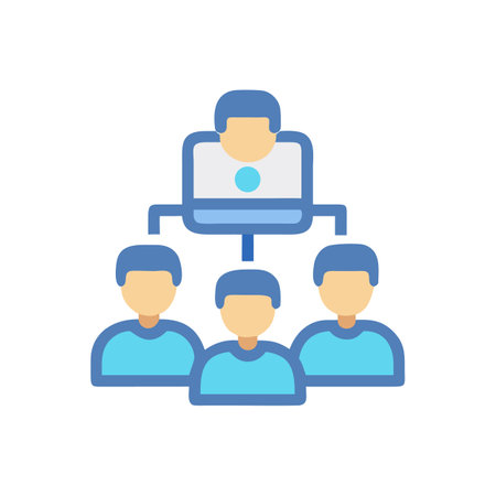 Simple organization chart illustration with blue color paletteのイラスト素材