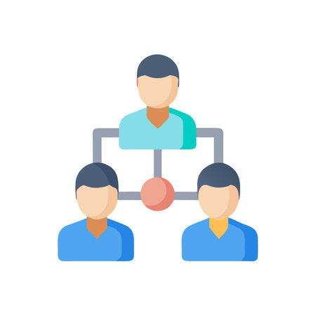 Organizational chart showing hierarchical management in a flat designのイラスト素材