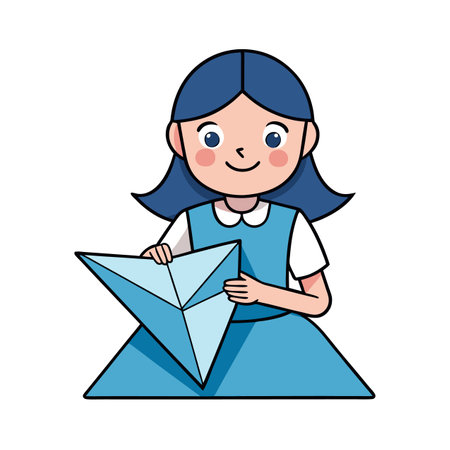 Girl with Origami Star: Creative Learning and Child Developmentのイラスト素材
