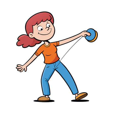 Cartoon girl playing with a yoyo for funのイラスト素材