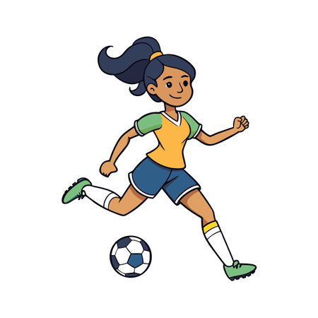 Cartoon illustration of a soccer player kicking the ballのイラスト素材