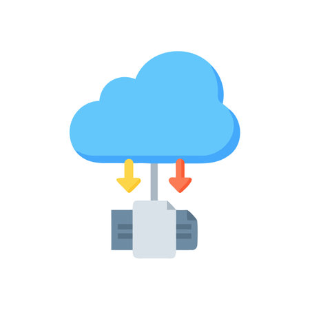 Cloud data download to file illustration on black backgroundのイラスト素材