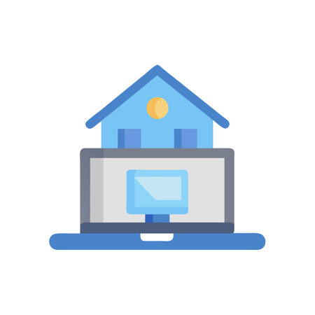 Conceptual flat illustration depicting work from home on laptopのイラスト素材