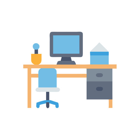 Simple flat illustration of a complete office setupのイラスト素材