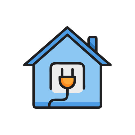 Smart home connectivity: House icon with electric plug insideのイラスト素材
