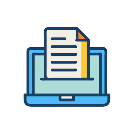 Laptop with Document Icon on Screen, E-learning Conceptのイラスト素材