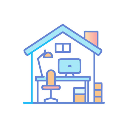 Stylized workplace inside a house, for remote workのイラスト素材