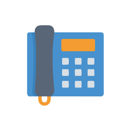 Flat design telephone illustration on black background centered shotのイラスト素材