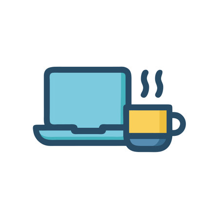 Laptop and Coffee Cup: Modern Workspace Graphic Iconのイラスト素材
