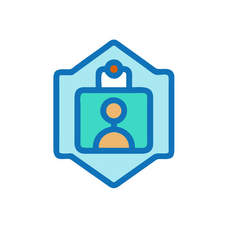 Identification card badge icon with person flat design styleのイラスト素材