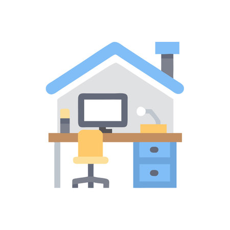 Home office flat design icon on a black backgroundのイラスト素材