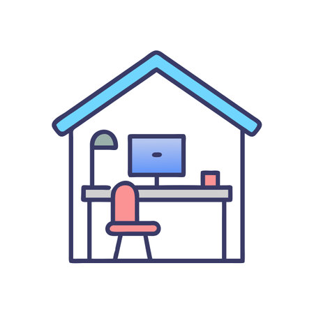 Simplified work from home concept illustration with vibrant colorsのイラスト素材