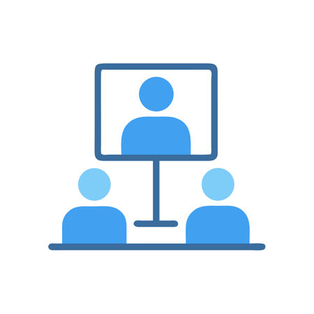 Online meeting or conference with group in flat styleのイラスト素材