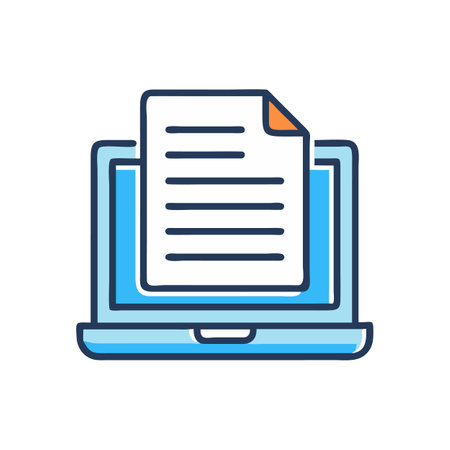 Digital document on laptop screen displays information onlineのイラスト素材