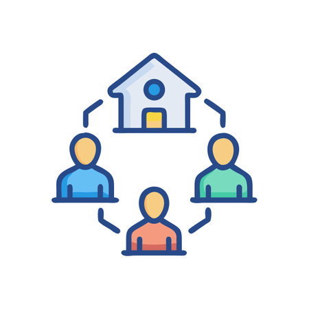 Online community connecting with home in a flat styleのイラスト素材