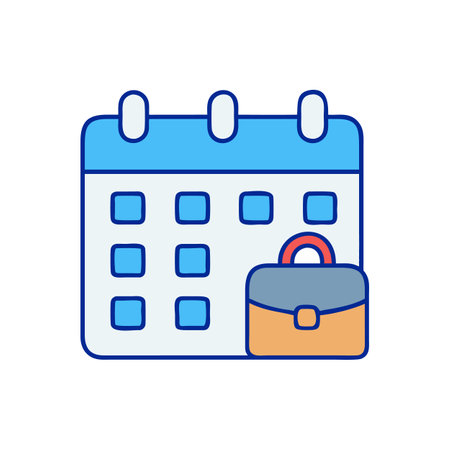 Blue calendar icon with briefcase for business schedule conceptsのイラスト素材