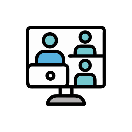 Online video conference call on a computer screen displayのイラスト素材