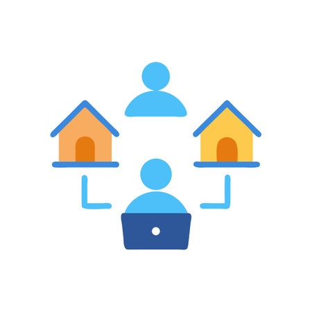 Work from home connection depicted with icons flat styleのイラスト素材