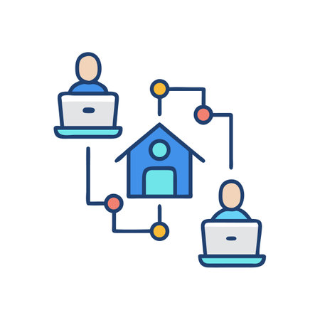 Home network connection with two remote workers illustration graphicのイラスト素材