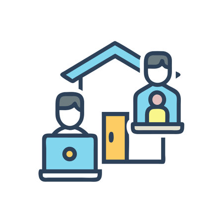 Remote work with family from home illustration designのイラスト素材