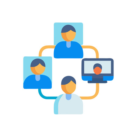 Online Meeting Diagram Connecting Participants Through Virtual Networkのイラスト素材